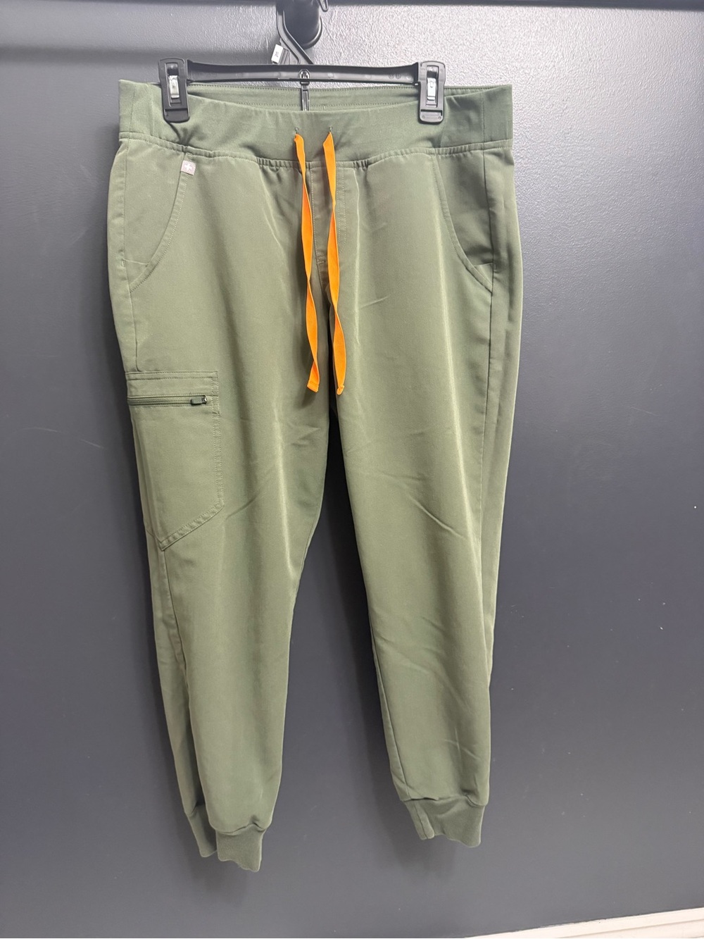 Figs Olive Green Jogger Pants with Orange Drawstring